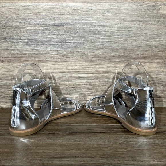 Eileen Fisher Cici Silver Mirror Leather Sandals Size- 8.5 - Picture 6 of 11